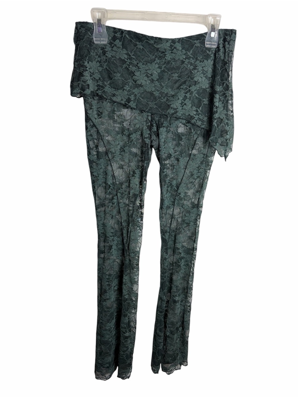 Dark green sheer lace skirted wide leg lace flare leg pants size M fairycore